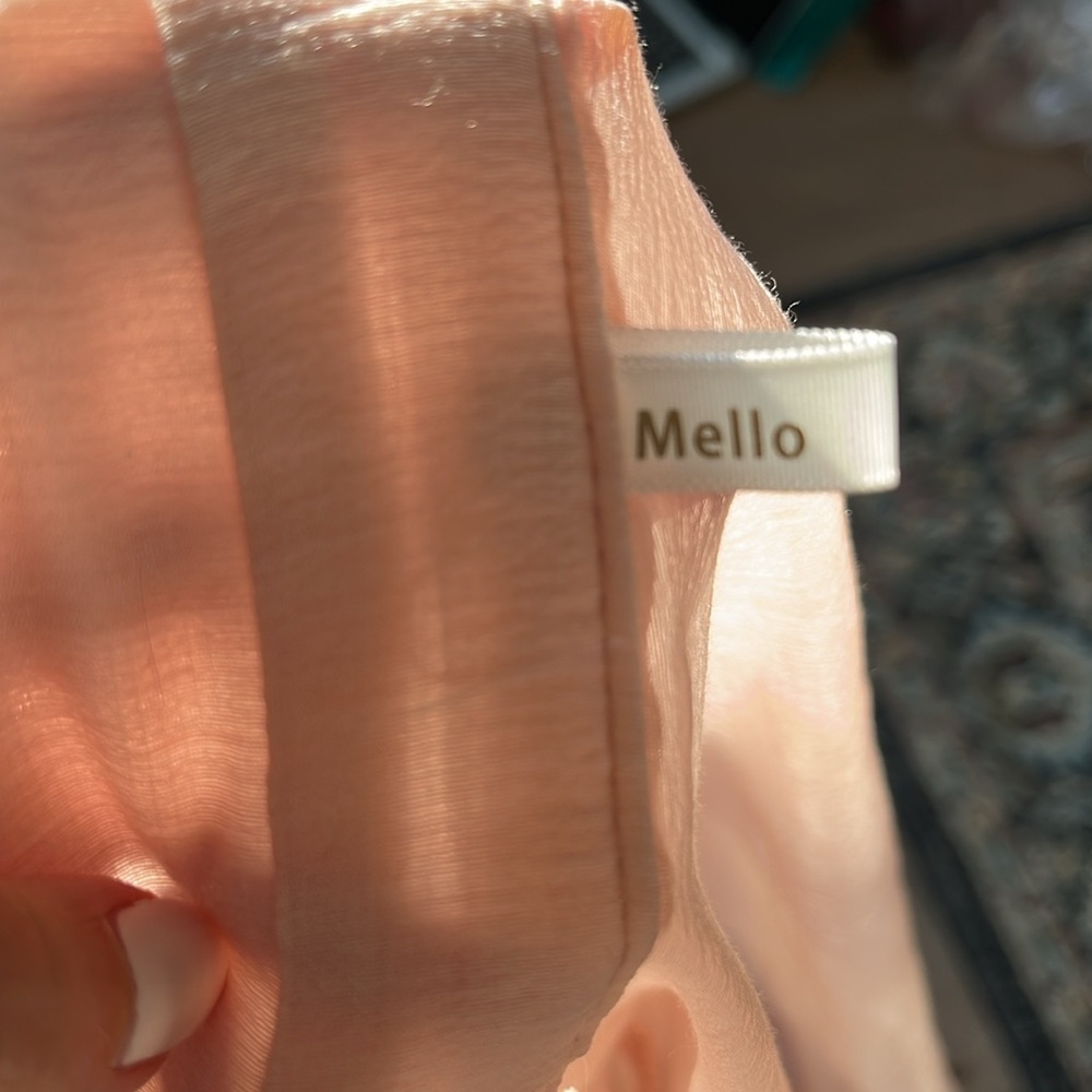 Mello Pink Semi-Sheer Puff Sleeve Button Down Blouse Size S NWT - Picture 8 of 10